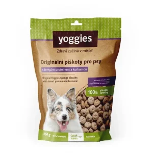 Pamlsek pro psy Yoggies hypoalergenní bezlepkové piškoty s hmyzím proteinem a kurkumou 150g Objednat Nyní