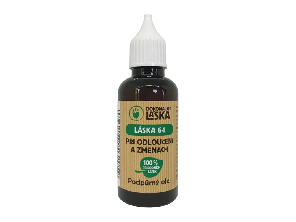 Finální Výprodej Podpůrný olej pro psy Dokonalá Láska 64 separační úzkost, odloučení, změny, 50 ml