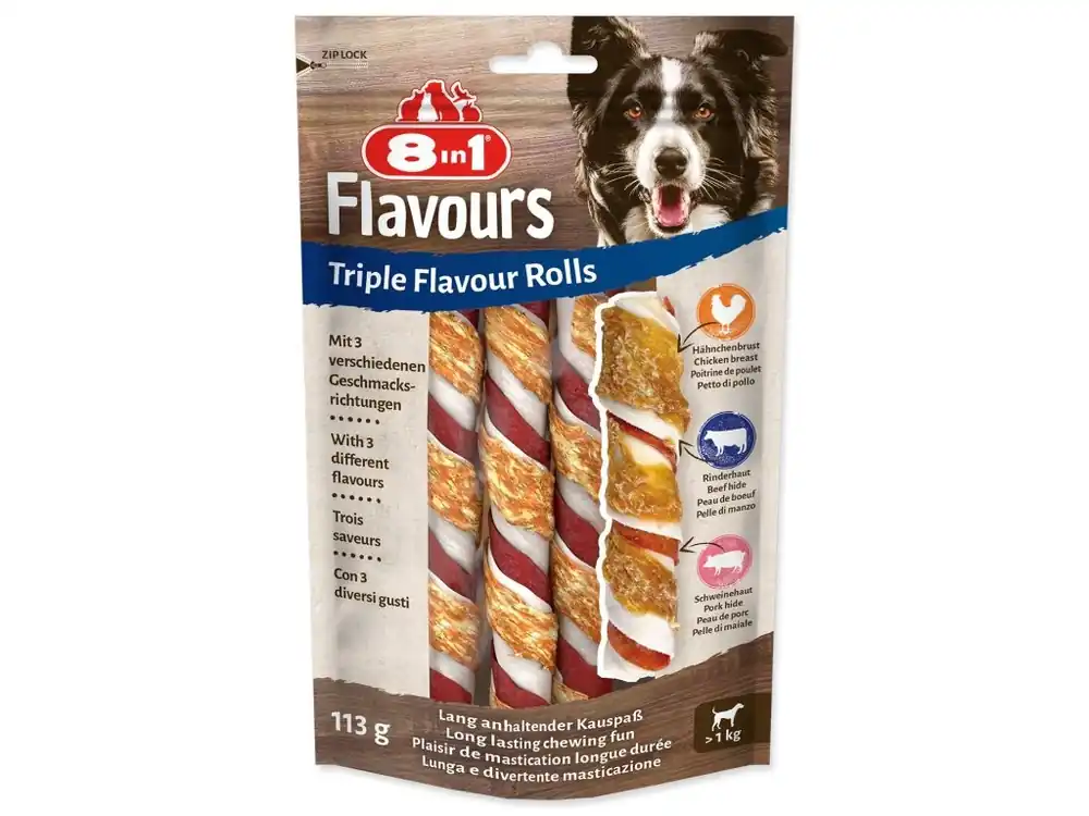 Pochoutka 8in1 Triple Flavour rolka žvýkací 3ks Vysoce Kvalitní