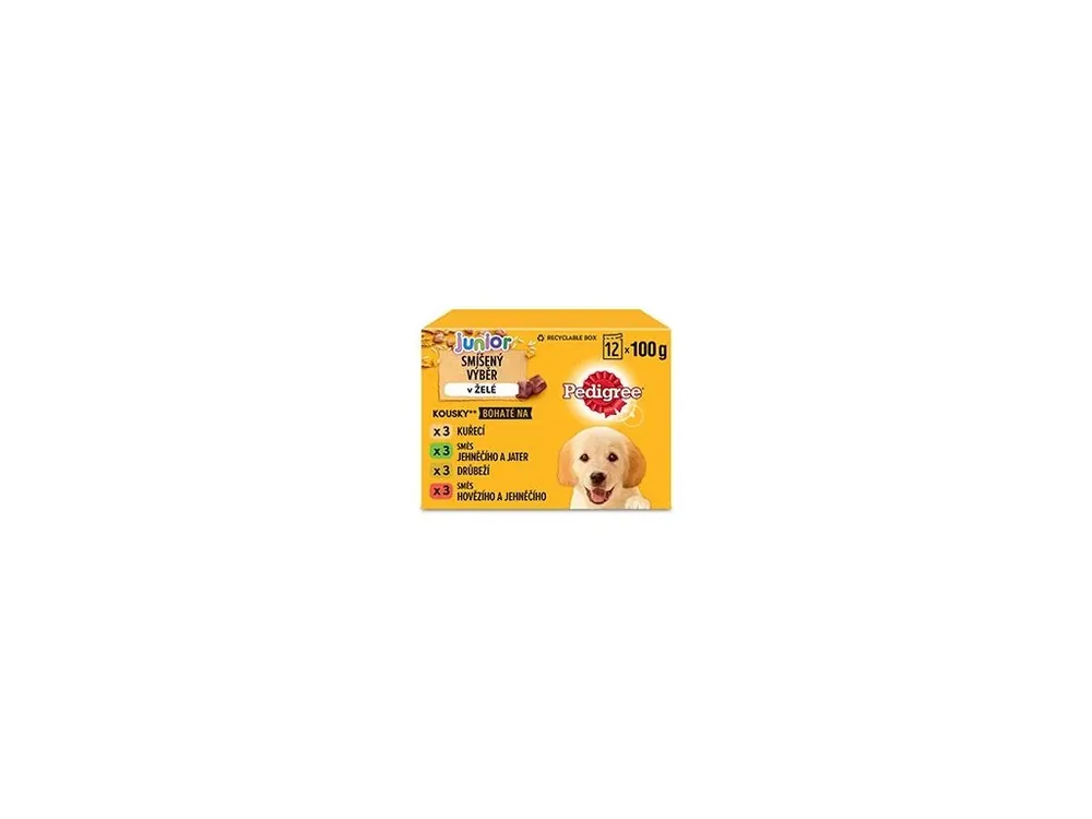 Tovární Cena Pedigree kapsa Junior mas.výběr s rýží v želé 12x100g