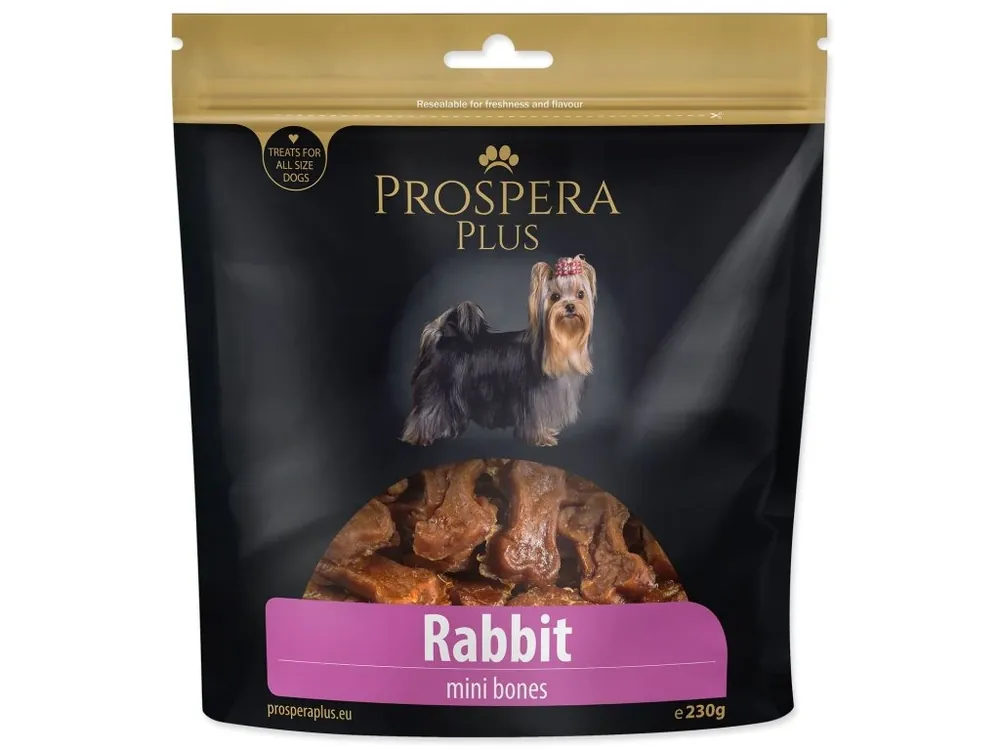 Pochoutka Prospera Plus králičí mini kosti 230g Expresní Doručení