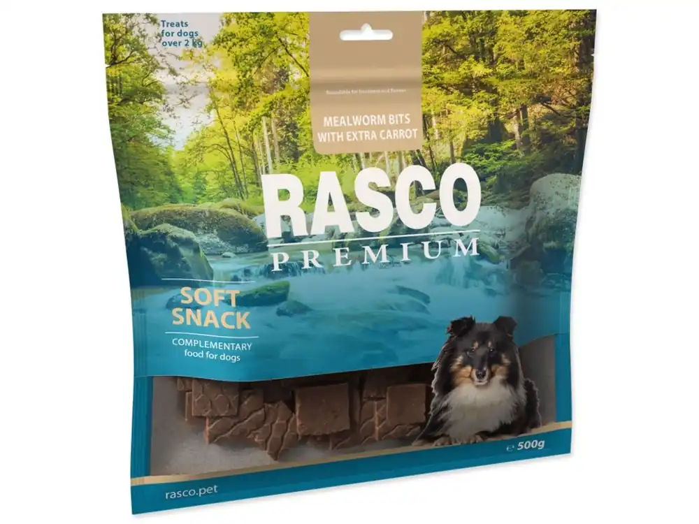 Pochoutka Rasco Premium mouční červi a extra mrkví 500g Oblíbený