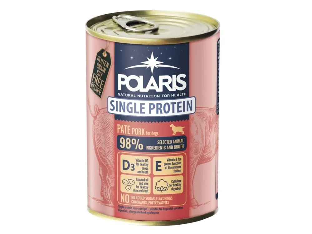Polaris Single Protein Paté Pes Vepřová, konzerva 400 g Expresní Doručení