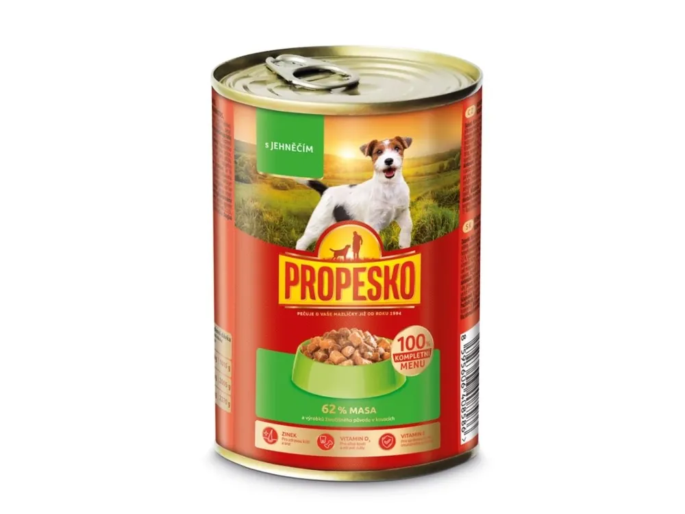 Levný PROPESKO Dog jehněčí v omáčce, kousky 415 g