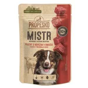 Novinka PROPESKO Dog Mistr hovězí v omáčce, kapsa 85 g