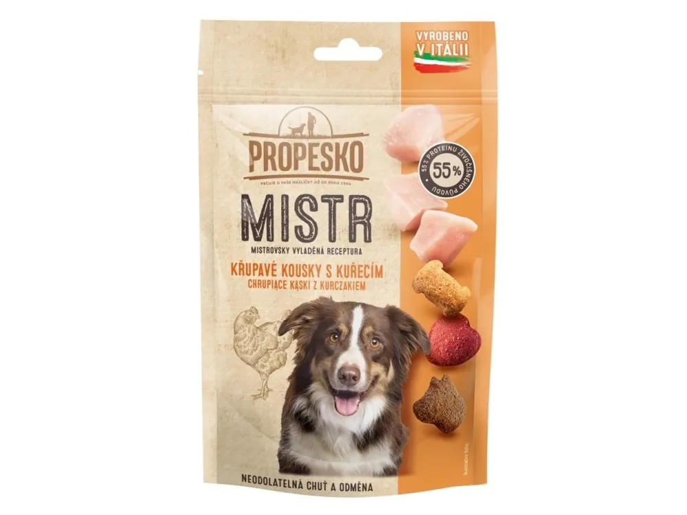 PROPESKO Dog Mistr křupavé kousky s kuřecím 60 g Zlevněný