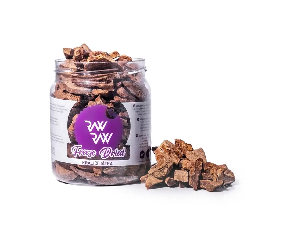 Zlevněný RAW RAW mrazem sušená Králičí játra 80g