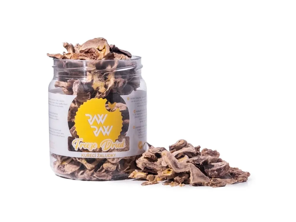 RAW RAW mrazem sušené Kuřecí žaludky 60g Víkendová Akce
