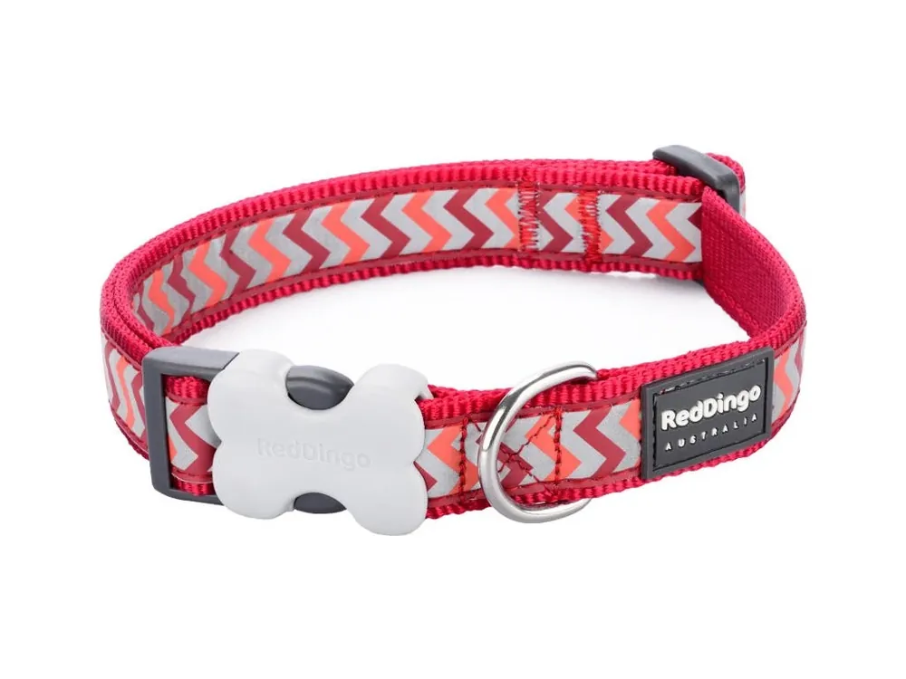 Víkendová Akce Red Dingo obojek reflexní – Ziggy Red – 12 mm x 20-32 cm