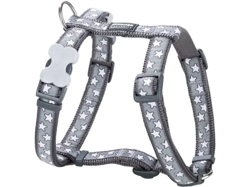 Red Dingo postroj – Stars White on Grey – 15 mm x 36-54 cm Ihned K Objednání