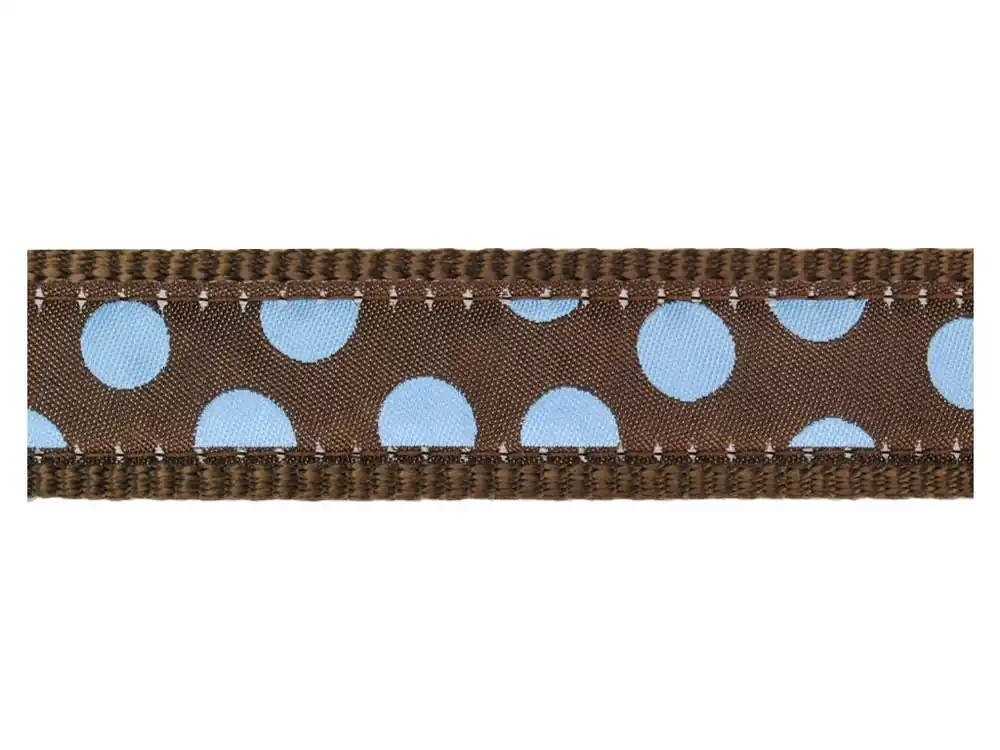 Zlevněný Red Dingo vodítko přepínací – Blue Spots on Brown – 15 mm x 2 m