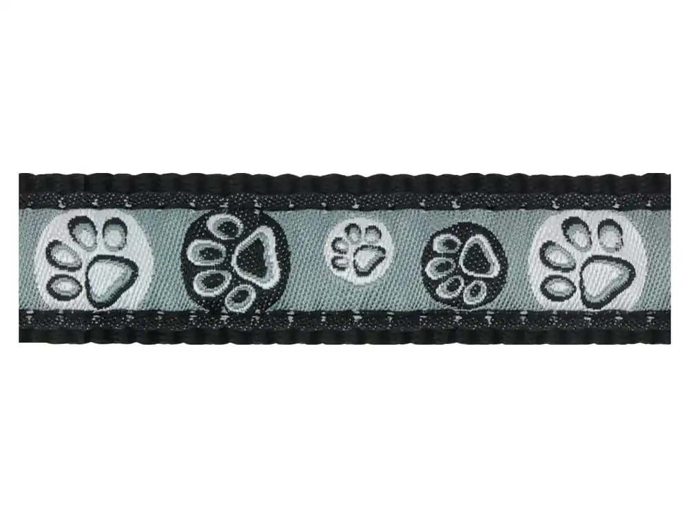 Aktuální Red Dingo vodítko přepínací – Paw Impressions Black – 15 mm x 2 m