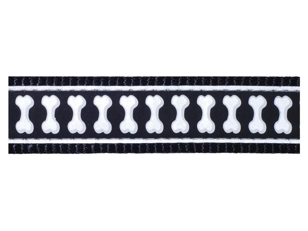 Red Dingo vodítko přepínací reflexní – Bones Black – 25 mm x 2 m Omezená Nabídka