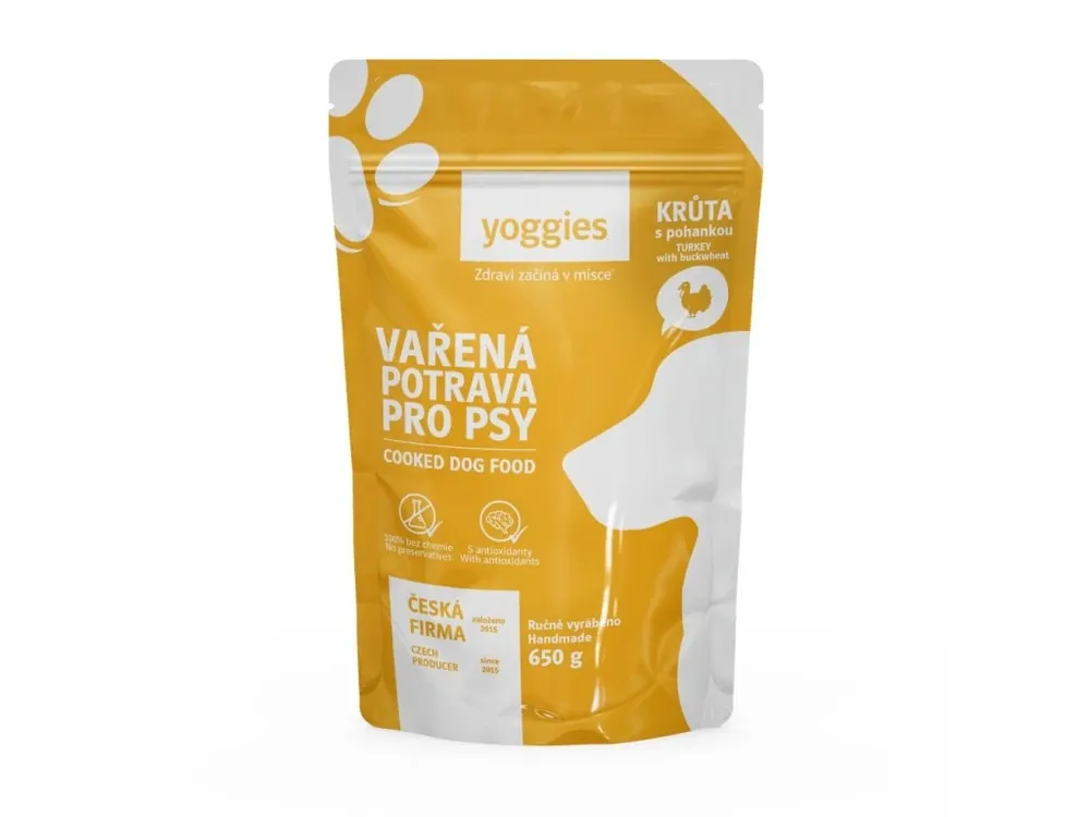 Must-Have Vařená potrava pro psy Yoggies krůtí maso s pohankou, 650 g