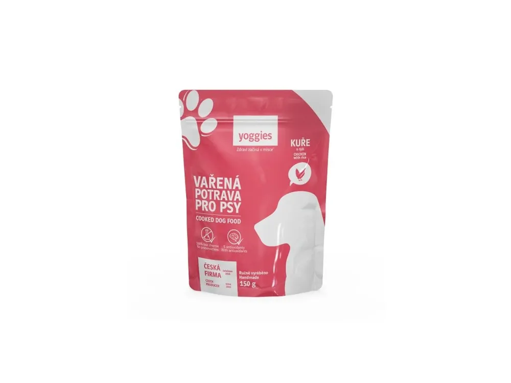 Super Cena Vařená potrava pro psy Yoggies kuřecí maso s rýží 150g