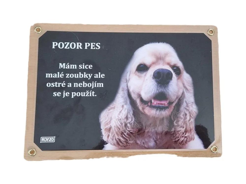 Novinka Výstražná cedulka - Americký kokršpaněl sv. hnědý