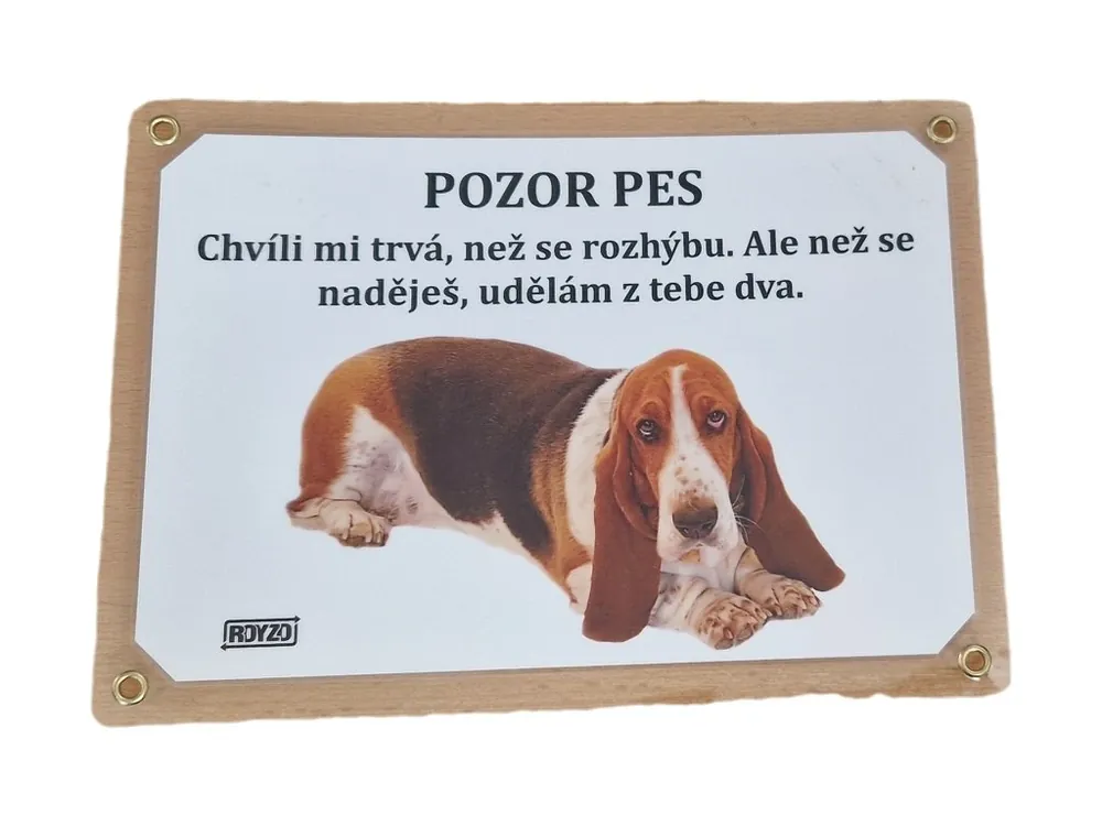 Výstražná cedulka - Basset Objednat Nyní