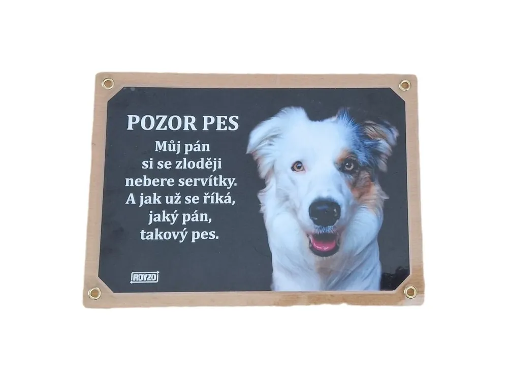 Výstražná cedulka - Border kolie tricolour Časově Omezené