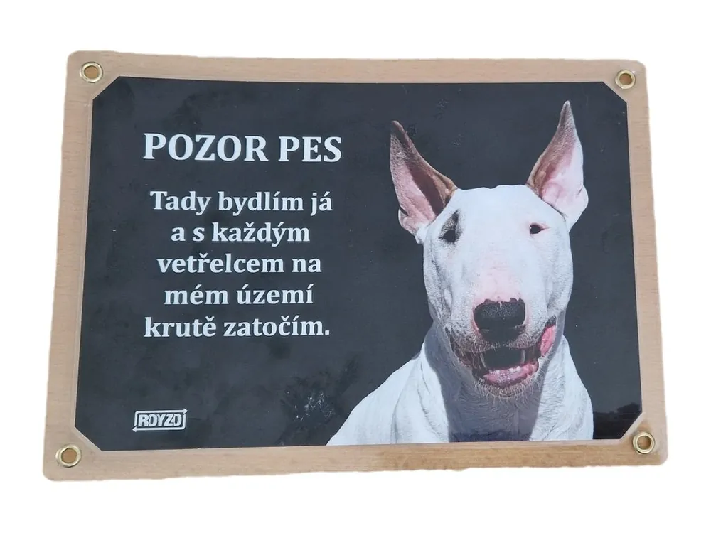 Výhodná Nabídka Výstražná cedulka - Bulteriér bílý