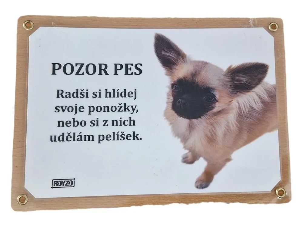 Odeslání Ihned Výstražná cedulka - Čivava dlouhosrstá světlá s pálením