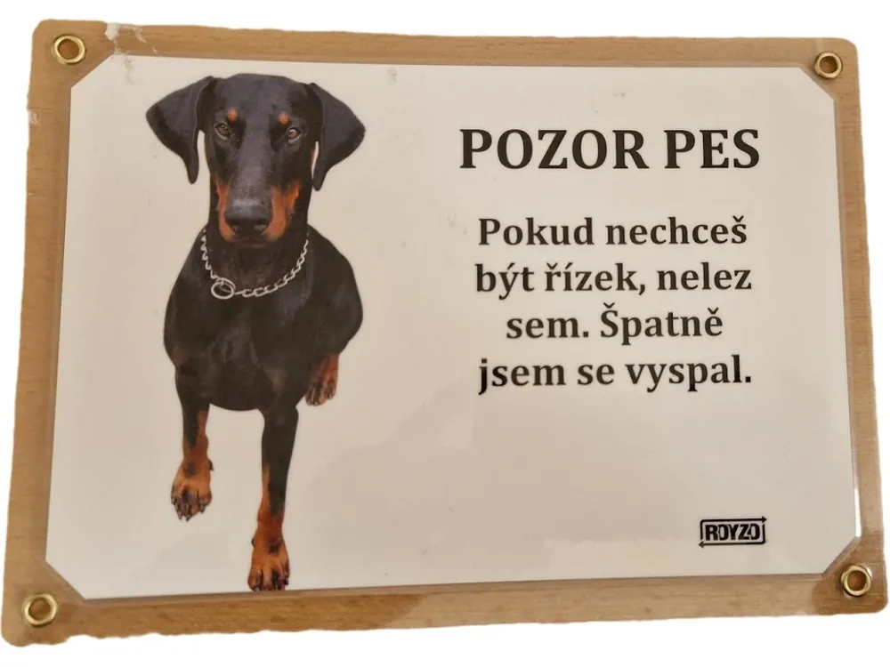 Jen Po Omezenou Doba Výstražná cedulka - Dobrman