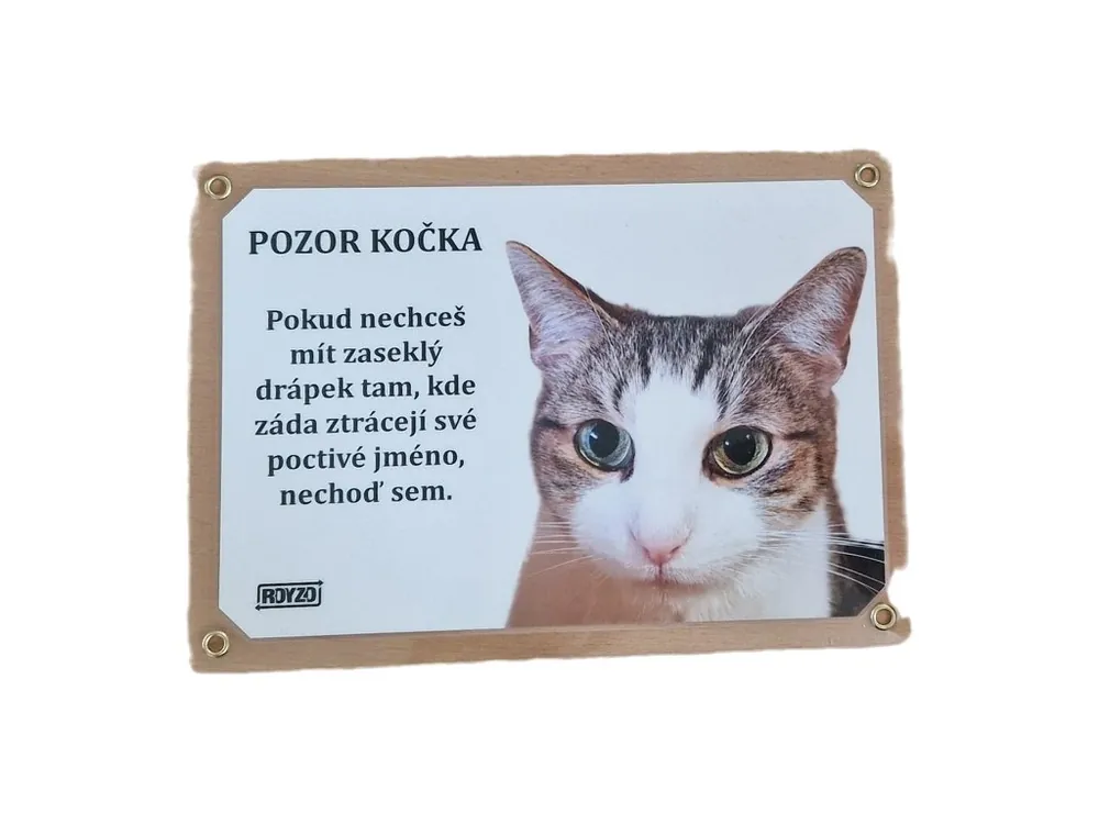Výstražná cedulka - Kočka domácí Akční Nabídka