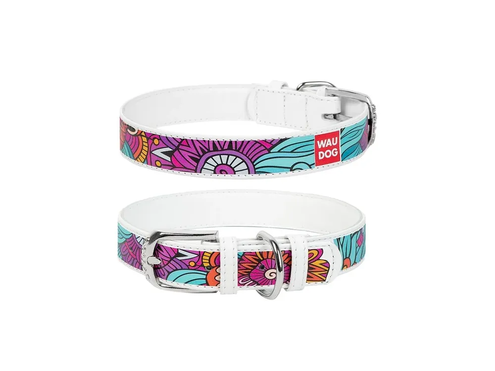 Super Cena WAUDOG obojek kožený Summer bílý (30-39cm/2cm)