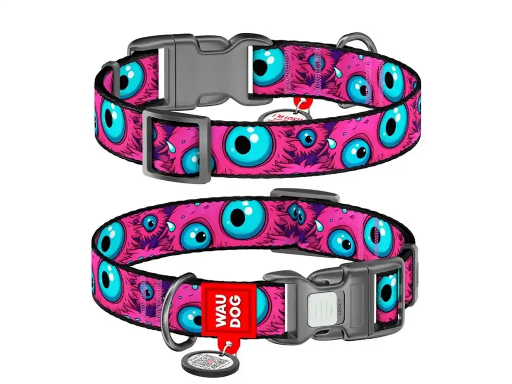 WAUDOG obojek nylon Modroočko QR (M/28-40cm/2cm) Nejlepší Volba