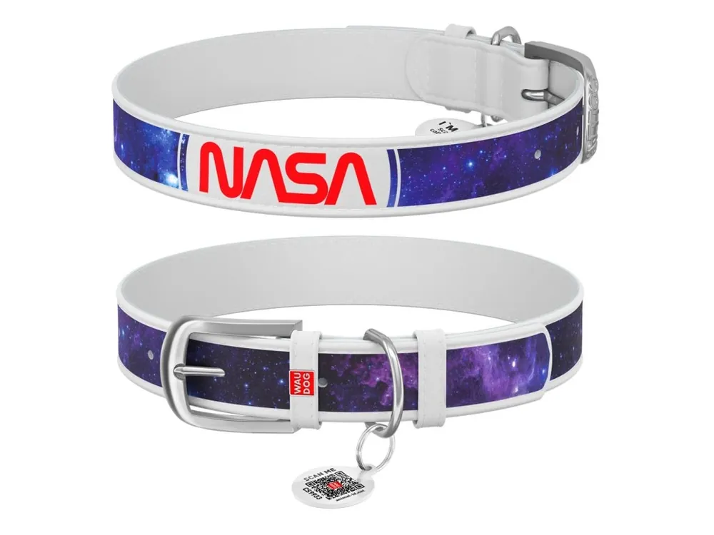 Nízká Cena WAUDOG obojek kožený NASA21 bílý (21-29cm/1,2cm)