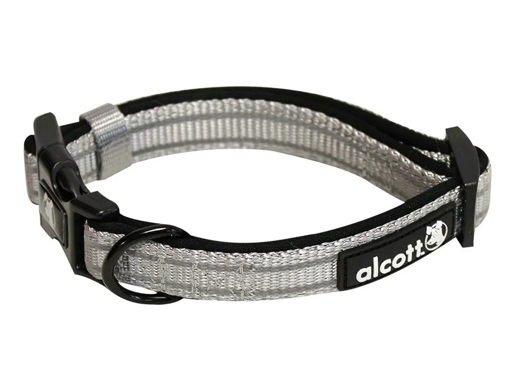 Alcott Reflexní obojek pro psy Adventure šedý velikost S Vysoce Kvalitní