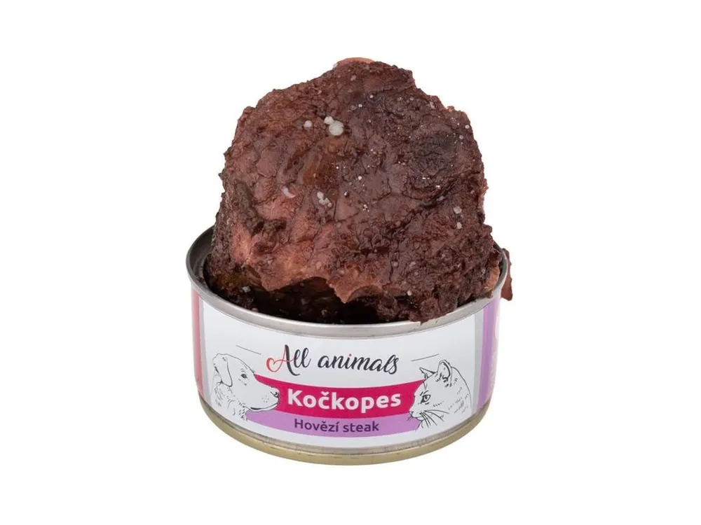 ALL ANIMALS Kočkopes konz. hovězí steak 100g Nakupujte Hned