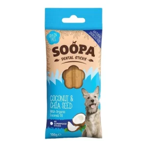 Dentální tyčinky Soopa s kokosem a chia semínky 100 g Expresní Doručení