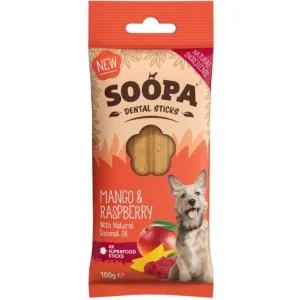 Dentální tyčinky Soopa s mangem a malinou 100 g Horká Nabídka