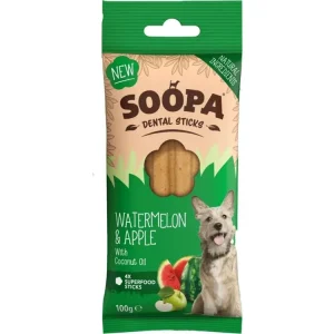 Dentální tyčinky Soopa s melounem a jablkem 100 g Akce
