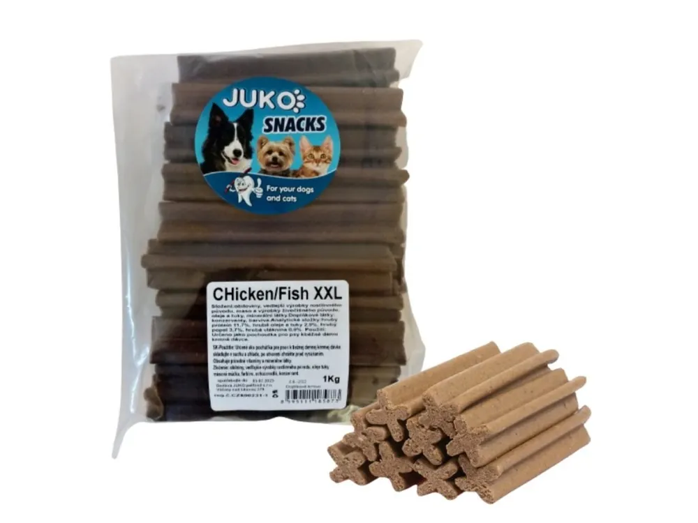 Omezená Nabídka Dentální kříž XXL Kuřecí/rybí JUKO Snacks 1 kg
