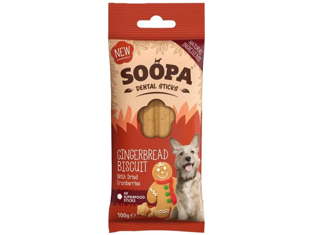 Dentální tyčinky Soopa Gingerbread Biscuit 100 g Nakupujte Hned