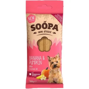 Dentální tyčinky Soopa Mini s banánem a dýní 100 g Výhodná Nabídka