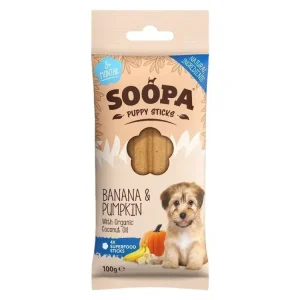 Dentální tyčinky Soopa Puppy s banánem a dýní 100 g Časově Omezené