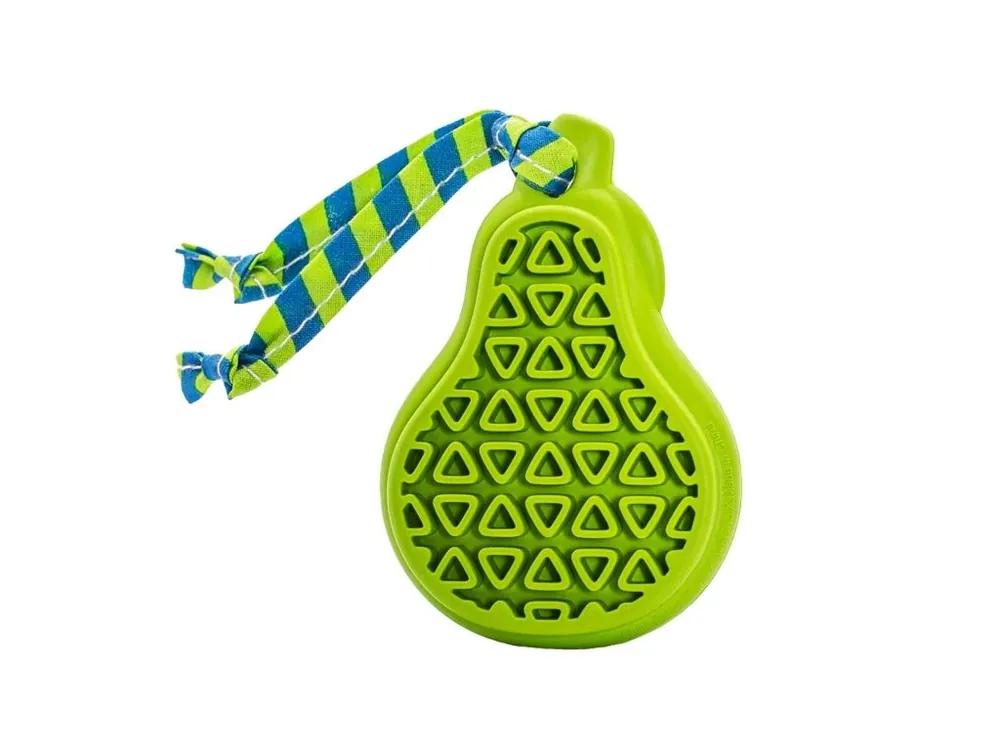 Finální Výprodej Dentální hračka hruška přírodní guma pro štěňata s látkovým střapcem 9 cm HipHop