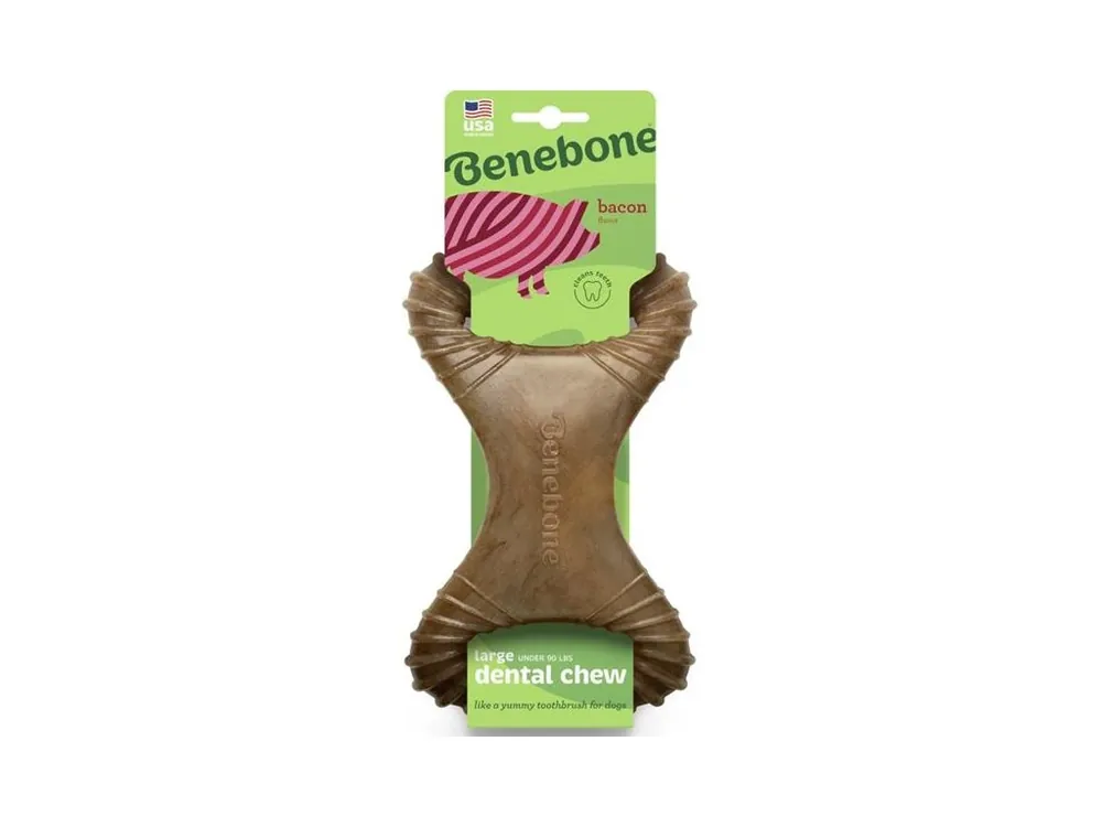 Hit Sezóny Dentální hračka pro psy Benebone Dental Chew slanina vel. L, 21,1 × 11,4 cm