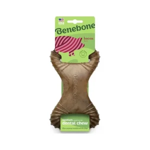 Sleva Dentální hračka pro psy Benebone Dental Chew slanina, vel. M, 19 × 11,2 cm