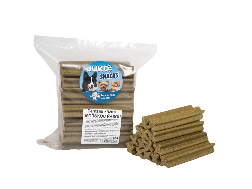 Časově Omezené Dentální kříž s Mořskou řasou JUKO Snacks 1 kg