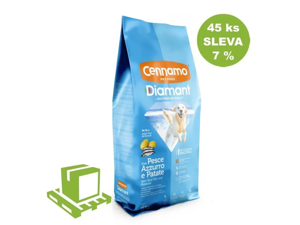 Finální Výprodej Diamant Dog Adult Modrá ryba a brambory 15 kg (paleta 45 ks) SLEVA 7 %