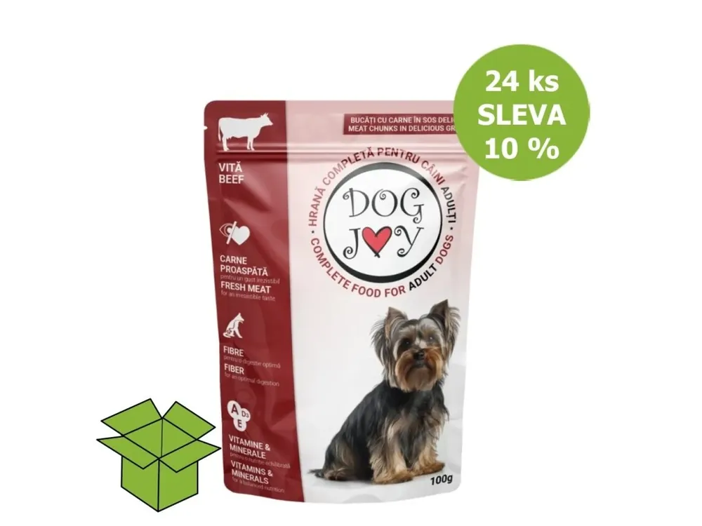 Dog Joy hovězí v omáčce, kapsa 100 g (24 ks) SLEVA 10 % Super Cena