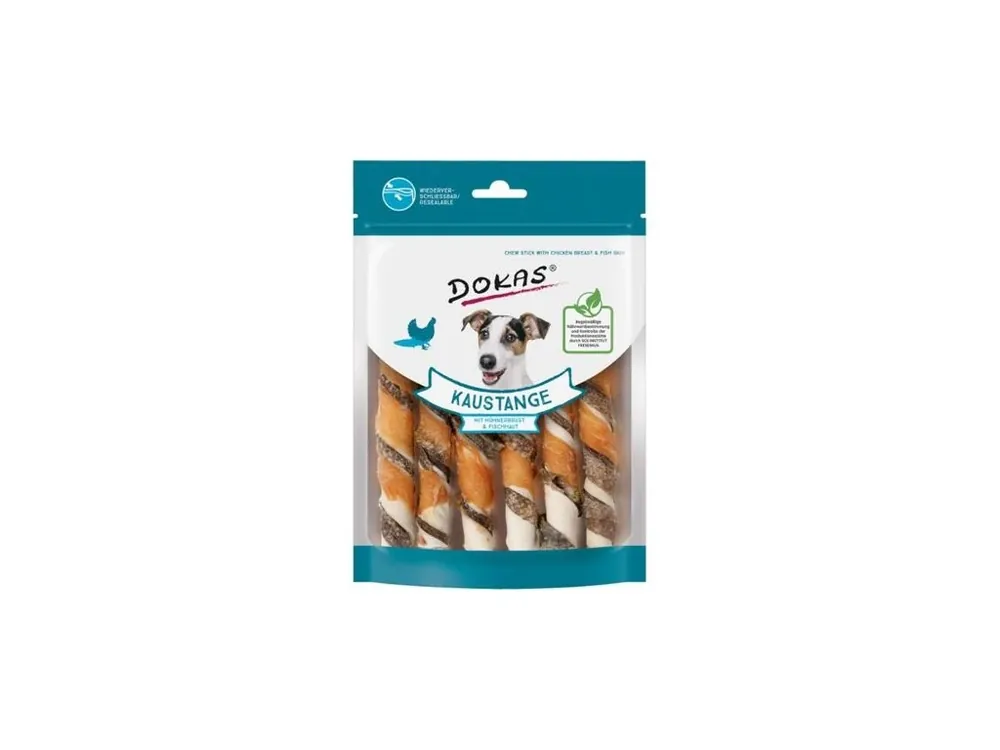 Dokas Tyčinky z hovězí a rybí kůže s kuřecím filetem 170 g Finální Výprodej
