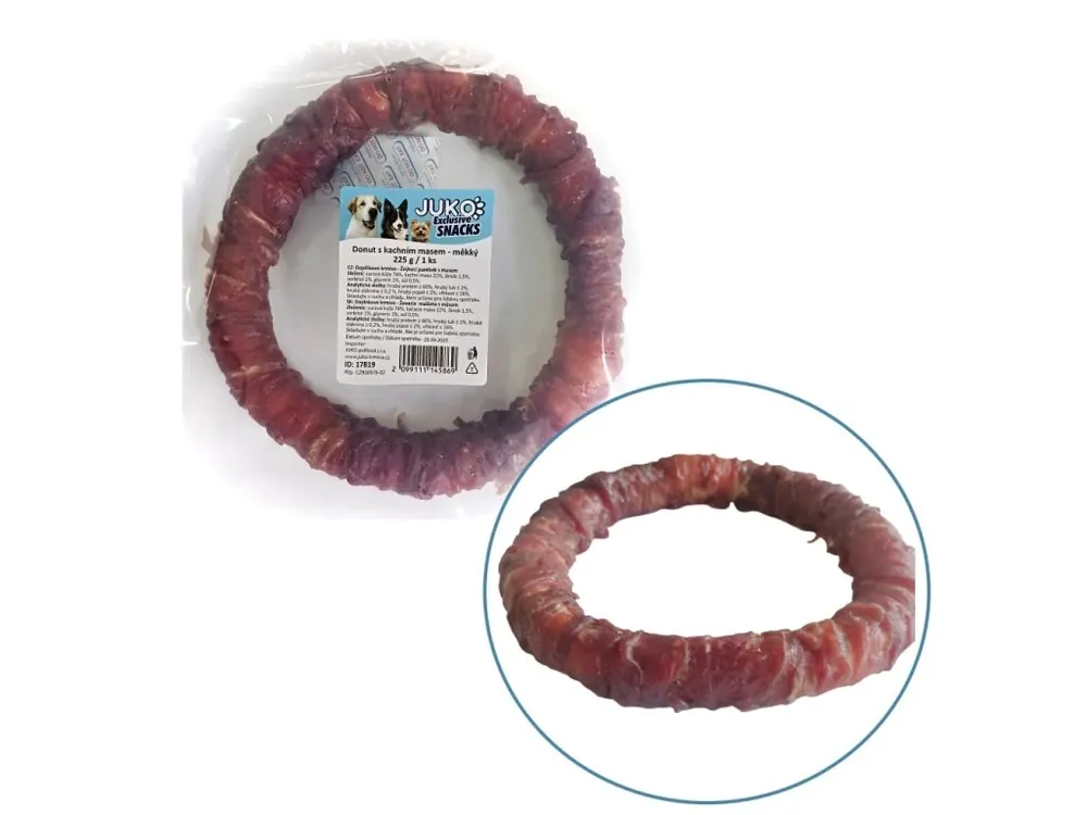 Aktuální Donut s kachním masem měkký JUKO Snacks 225 g (1 ks)