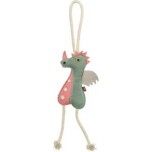 Akce Dragon - dráček na laně, 55 cm, hračka pro psy, 100% pravá kůže/lano, zelená