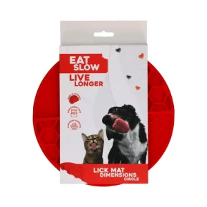 Eat Slow Live Longer lízací zpomalovací podložka Circle červená Novinka