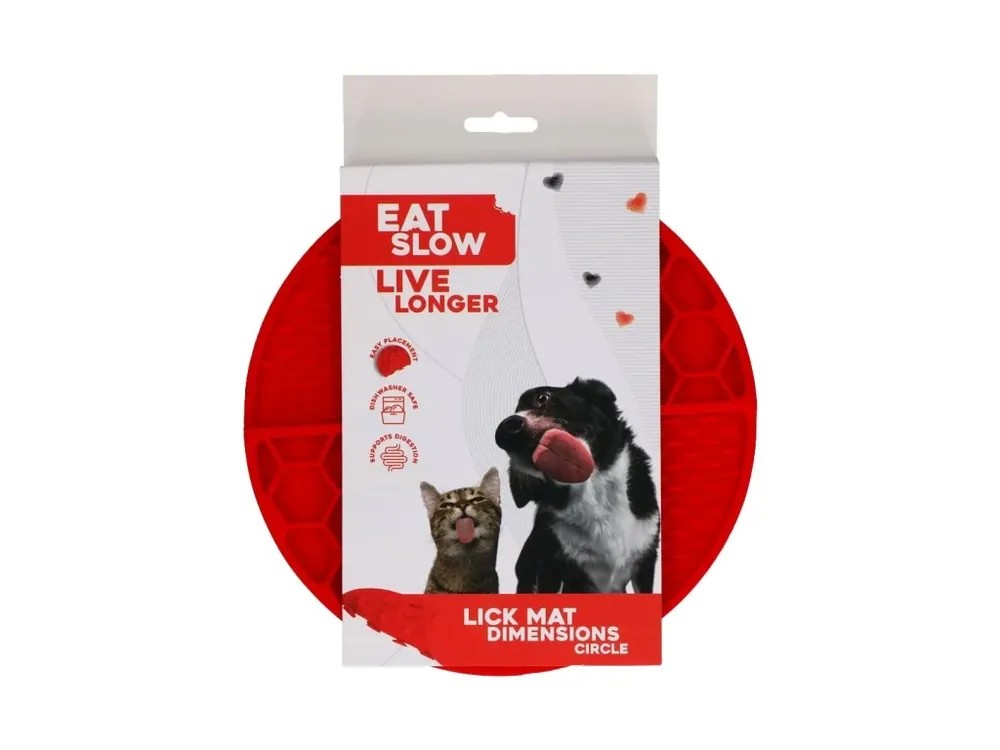 Eat Slow Live Longer lízací zpomalovací podložka Circle červená Novinka