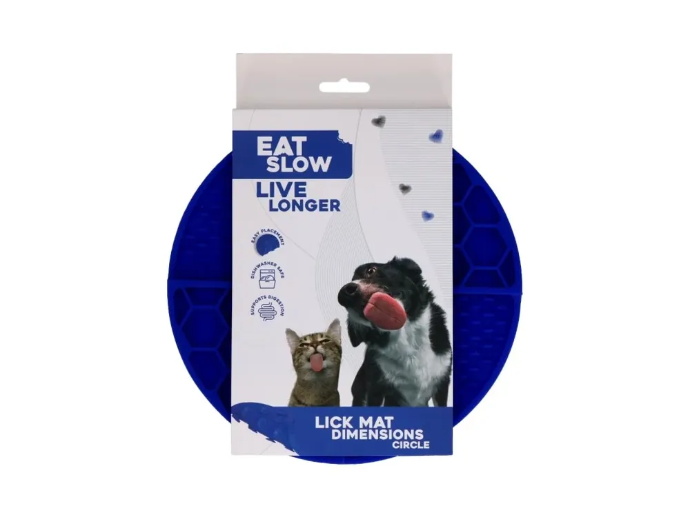 Oblíbený Eat Slow Live Longer lízací zpomalovací podložka Circle modrá